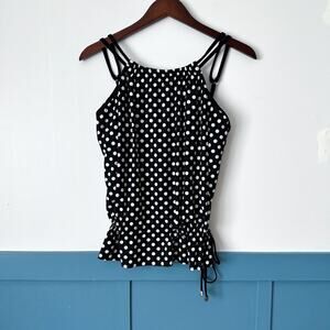 MagicSuit SZ 12 Tankini Swim Top High Neck Underwire Black Polka Dot